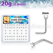 nlzr2xc surgical steel nose studs prong set round clear cz