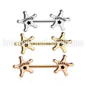nptsh21 anodized plating steel straight barbell sheriff star