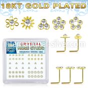 nsbxm7cg 18kt gold plated silver nose studs mixed flower 52
