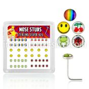 nslgx5 l shape nose studs silver 925 nose