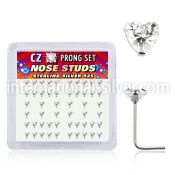 nszbhc l shape nose studs silver 925 nose
