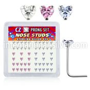 nszbhm l shape nose studs silver 925 nose