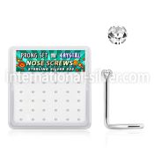 nwp9cbx box silver nose screws 20g 1.5mm clear prong set crystal