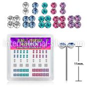 nybxm1 sterling silver nose studs color gems