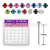 nyp9mbx box w silver bend it nose stud 20g 1.5mm color crystal