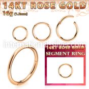 rsegh16 14 karat rose gold hinged segment hoop 16g