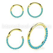 sgsh11tqt pvd steel hinged segment hoop 16g cnc turquoise