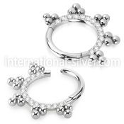 sgsh17 surgical steel hinged segment hoop bohemian cz stones