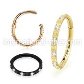 sgsh44t pvd plating steel hinged segment hoop 16g cz pyramid