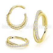 sgsh45t pvd plating steel hinged segment hoop 16g cross cnc