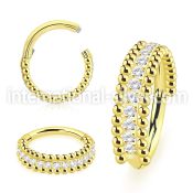 sgsh46t pvd steel hinged segment hoop 16g cz middle balls