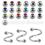 spjb25xs surgical steel spirals and twisters eyebrow helix tragus piercing