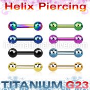 ubbert31 anodized titanium g23 16g barbell ear  lobe eyebrow helix  piercing