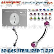 ublk486 eo gas sterilized piercing titanium g23 eyebrow banana 3mm