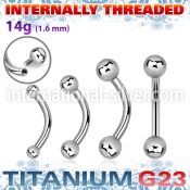 ubnbi titanium curved 14g barbell balls internal