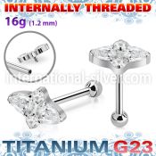 uhein31 titanium barbell 16g teardrop cz ball internal