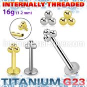 ulbin14 titanium labret internal threading triple balls