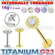 ulbin16 titanium labret stud flower top cz balls internal
