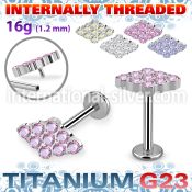 ulbin25 titanium labret stud cz rhombus shape cnc internal