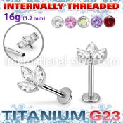 ulbin30 titanium labret stud leaf top marquise cz internal