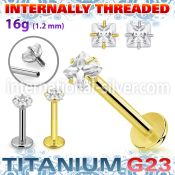 ulbin56 titanium labret stud square cz prong set internal