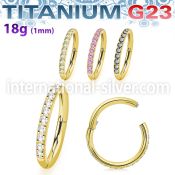 usgshs10t pvd titanium hinged segment hoop 18g outward cz