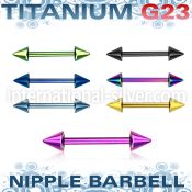 utnpcn5 straight barbells anodized titanium g23 implant grade nipple