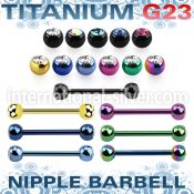utnpjb5 straight barbells anodized titanium g23 implant grade nipple