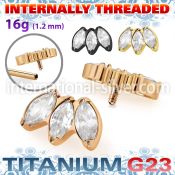 utshz23in pvd plating titanium top three marquise prong cz