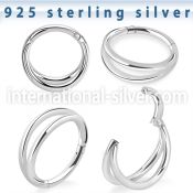 vsghe16 sterling silver hinged segment hoop 16g double plain