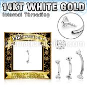 wbnzi 14 karat white gold eyebrow curved barbell cz internal