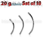 xbn20g set w 316l steel eyebrow banana posts w 0.8mm threading