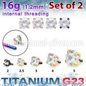 xutzrin pvd titanium prong set cz top 16g internal 2pcs