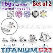 xuzrin titanium cz prong setting tops 09mm threading 2pcs