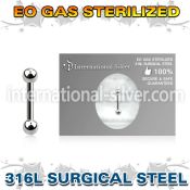 zbbeb25 surgical steel barbell eo gas sterilized