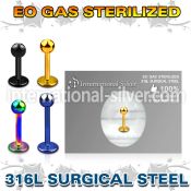 zlbtb3 sterilized pvd plating steel labret stud 3mm ball