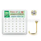 18wz2xc box 36 gold plated silver nose screws w set 2mm clear cz