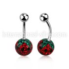316l steel belly banana w 10mm strawberry ferido ball