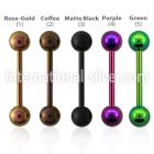 bbtt speacial color pvd 316l steel tongue barbell w 6mm ball