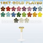 bilbfg clear bio flexible labret flower sterling silver 18karat