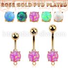 bnttrdoh rosegold steel belly button curved barbell opal