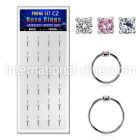 dnsm164 box w 24 silver nose rings w set 2mm mix color cz tops