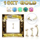 gibno gold eyebrow banana w thread less top w synthetic opal