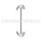indsh25 316l steel industrial barbell w two rhodium plated wings