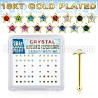 nbstxmg 18k gold plated silver nose bones with color star