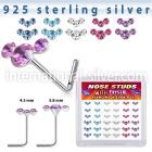 s36cumxm silver l shaped nose studs 22g gem colors 36