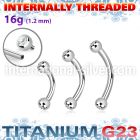 ubnejb25i titanium curvedbarbell pressfit gem balls internal