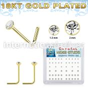18bxsmc8 18k gold silver l shaped nose studs 22g gem 52