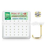18nwzbc box 36 gold plated silver nose screw w 1.5mm clear cz