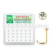 18w14xc box 36 gold plated silver nose screw 2mm clear crystal